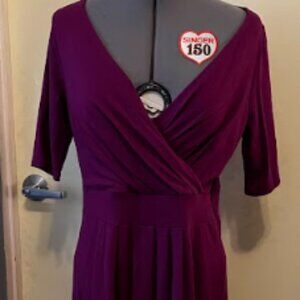 Dark pink wrap front dress